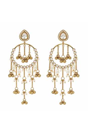Vivinia By Vidhi Mehra Gold Plated Kundan Tassel Drop Earrings Online at Aza Fashions Vivinia By Vidhi Mehra_Gold Plated Kundan Tassel Drop Earrings _Online_at_Aza_Fashions