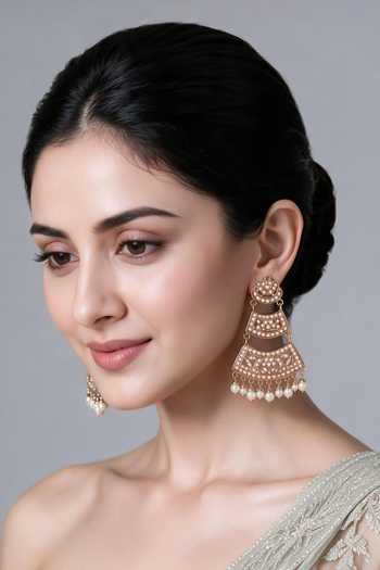 Vivinia By Vidhi Mehra Jadau Pearl Tiered Dangler Earrings