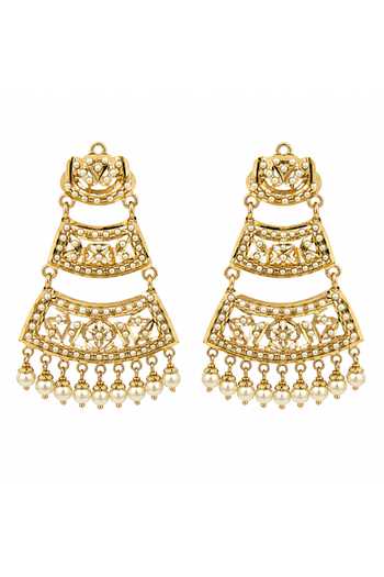 Vivinia By Vidhi Mehra Gold Plated Jadau Pearl Tiered Dangler Earrings Online at Aza Fashions Vivinia By Vidhi Mehra_Gold Plated Jadau Pearl Tiered Dangler Earrings _Online_at_Aza_Fashions