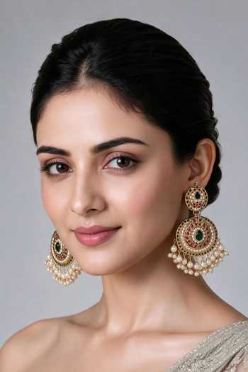 Vivinia By Vidhi Mehra Jadau Pearl Embellished Circular Earrings