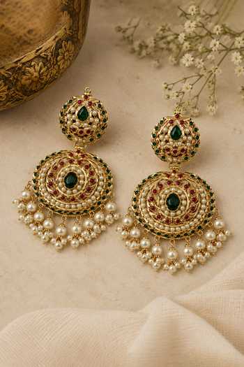 Vivinia By Vidhi Mehra Jadau Pearl Embellished Circular Earrings