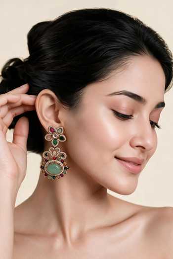 Vivinia By Vidhi Mehra Semi-Precious Floral Embellished Earrings