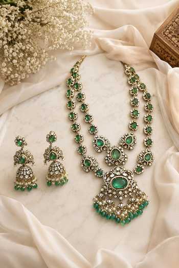 Vivinia By Vidhi Mehra Moissanite Long Two-Layered Necklace Set 