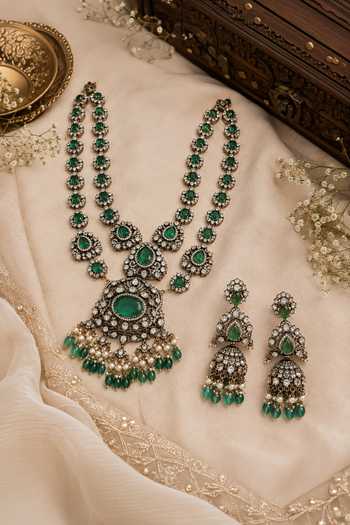 Vivinia By Vidhi Mehra Moissanite Polki Long Two-Layered Necklace Set 