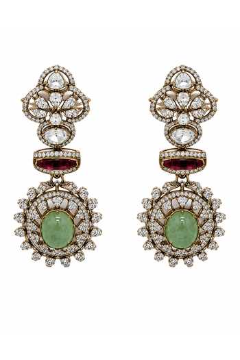 Shop Vivinia By Vidhi Mehra Green Semi-precious Stone Zircon Necklace Set Online at Aza Fashions Shop_Vivinia By Vidhi Mehra_Green Semi-precious Stone Zircon Necklace Set _Online_at_Aza_Fashions