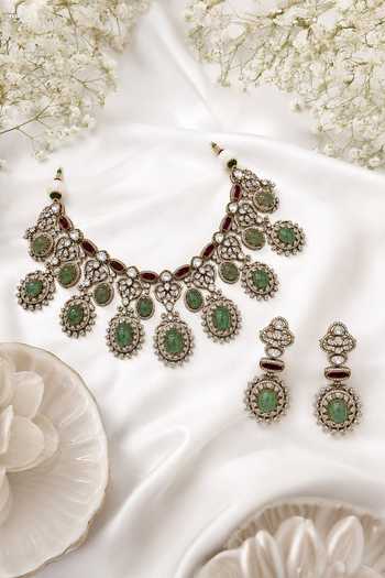 Vivinia By Vidhi Mehra Semi-Precious Stone Zircon Necklace Set 