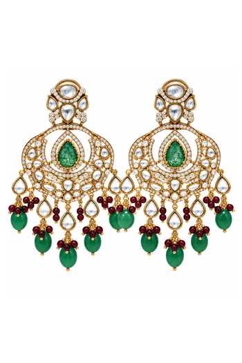 Shop Vivinia By Vidhi Mehra Emerald Green Semi-precious Stone Kundan Long Necklace Set Online at Aza Fashions Shop_Vivinia By Vidhi Mehra_Emerald Green Semi-precious Stone Kundan Long Necklace Set _Online_at_Aza_Fashions