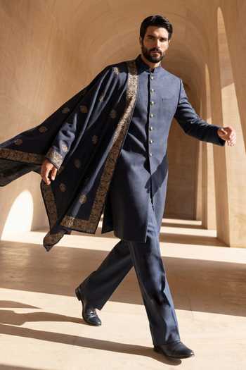 Buy Amit Arora Blue Pashmina Sherwani Set Online at Aza Fashions Buy_Amit Arora_Blue Pashmina Sherwani Set _Online_at_Aza_Fashions
