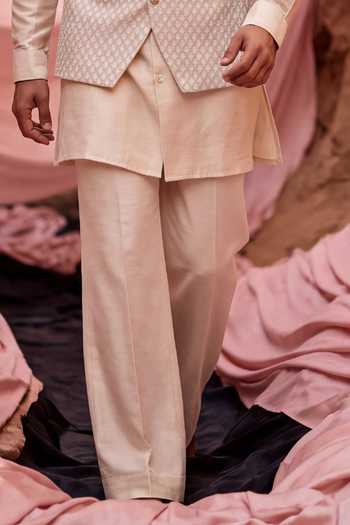 Amit Arora Beige Silk, Cotton Woven Waistcoat And Kurta Set Online at Aza Fashions Amit Arora_Beige Silk, Cotton Woven Waistcoat And Kurta Set _Online_at_Aza_Fashions