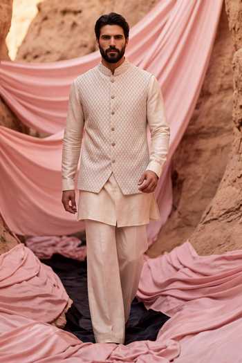 Amit Arora Woven Waistcoat & Kurta Set 