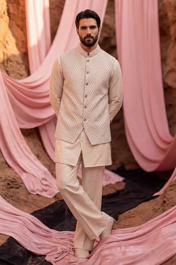 Amit Arora Woven Waistcoat & Kurta Set 