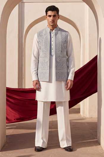 Amit Arora Textured Waistcoat & Kurta Set 