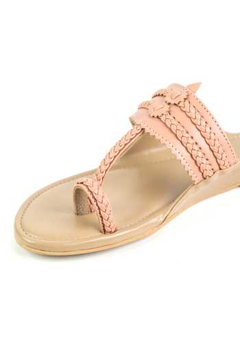 Buy Preet Kaur Beige Peach Colorblock Kolhapuri Flats Online at Aza Fashions Buy_Preet Kaur_Beige Peach Colorblock Kolhapuri Flats _Online_at_Aza_Fashions