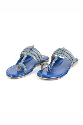 Preet Kaur Grey Colorblock Kolhapuri Flats 