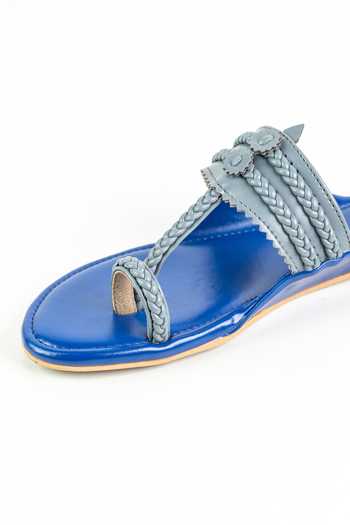 Buy Preet Kaur Blue Grey Colorblock Kolhapuri Flats Online at Aza Fashions Buy_Preet Kaur_Blue Grey Colorblock Kolhapuri Flats _Online_at_Aza_Fashions