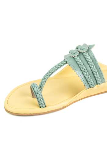 Buy Preet Kaur Yellow Colorblock Kolhapuri Flats Online at Aza Fashions Buy_Preet Kaur_Yellow Colorblock Kolhapuri Flats _Online_at_Aza_Fashions