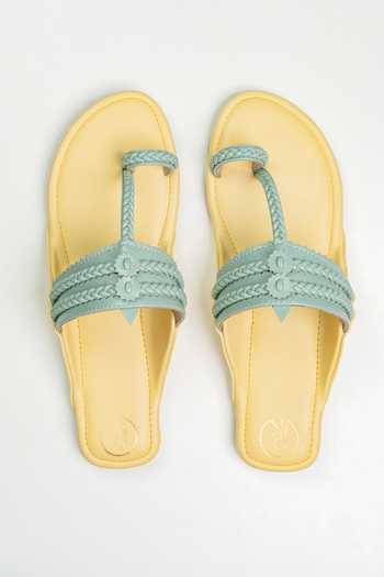 Preet Kaur Yellow Colorblock Kolhapuri Flats 
