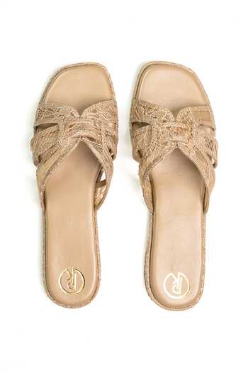 Preet Kaur Beige Lace Embellished Flats 