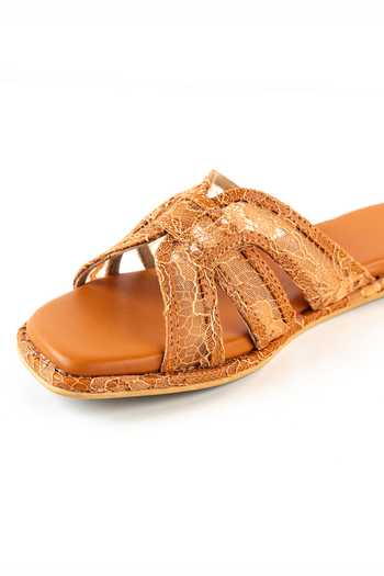 Buy Preet Kaur Brown Lace Embellished Flats Online at Aza Fashions Buy_Preet Kaur_Brown Lace Embellished Flats _Online_at_Aza_Fashions