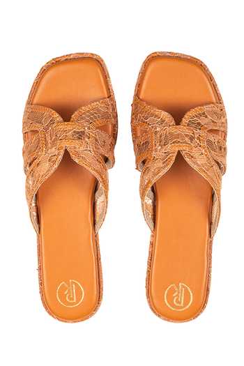 Preet Kaur Brown Lace Embellished Flats 