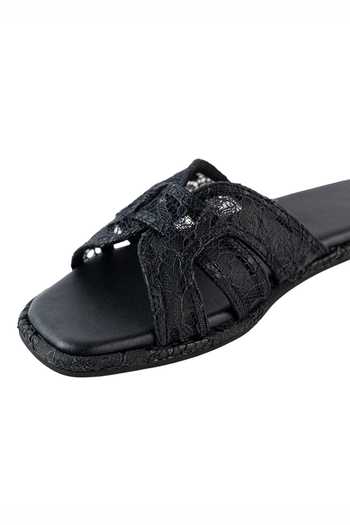 Buy Preet Kaur Black Lace Embellished Flats Online at Aza Fashions Buy_Preet Kaur_Black Lace Embellished Flats _Online_at_Aza_Fashions