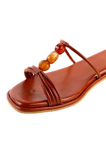Shop Preet Kaur Brown Siena Bead Embellished Flats Online at Aza Fashions Shop_Preet Kaur_Brown Siena Bead Embellished Flats _Online_at_Aza_Fashions