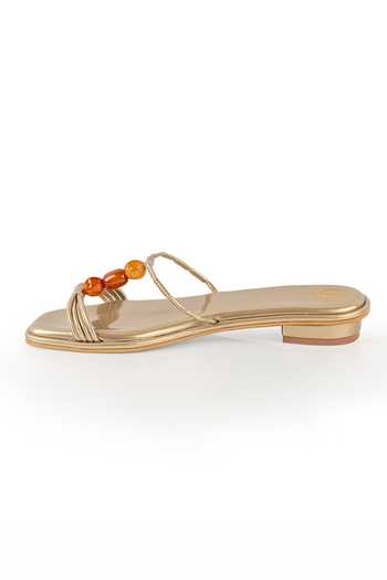 Preet Kaur Gold Siena Strappy Flats Online at Aza Fashions Preet Kaur_Gold Siena Strappy Flats _Online_at_Aza_Fashions