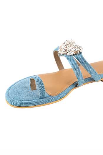 Preet Kaur Blue Denim Heart Flats Online at Aza Fashions Preet Kaur_Blue Denim Heart Flats _Online_at_Aza_Fashions