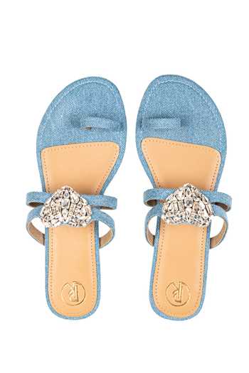 Preet Kaur Denim Heart Flats 