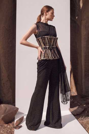 Nikita Mhaisalkar Sequinned Bodysuit & Draped Pant Set