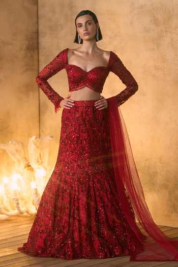 Angad Singh Ember Sequin Work Bridal Lehenga Set 