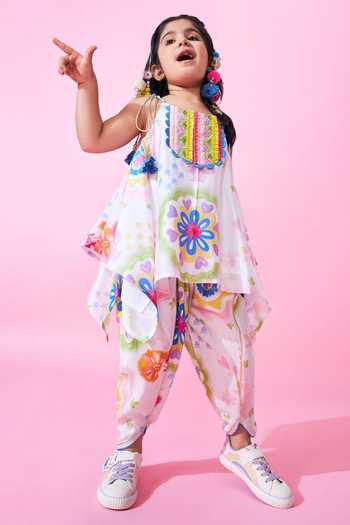 Buy Joey & Pooh White Cotton, Chanderi, Viscose, Shantoon Mae Printed Top And Pant Set Online at Aza Fashions Buy_Joey & Pooh_White Cotton, Chanderi, Viscose, Shantoon Mae Printed Top And Pant Set _Online_at_Aza_Fashions