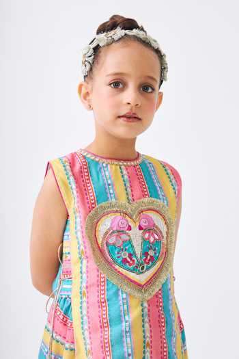 Buy Joey & Pooh Multi Color Cotton, Chanderi Zari, Freya Striped Print Top And Dhoti Pant Set Buy_Joey & Pooh_Multi Color Cotton, Chanderi Zari, Freya Striped Print Top And Dhoti Pant Set