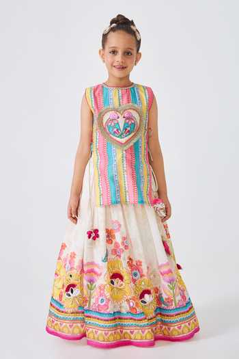 Joey & Pooh Printed Top & Lehenga Set 