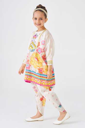 Buy Joey & Pooh Off White Cotton, Chanderi, Voile Freya Embroidered Kurta And Pant Set Online at Aza Fashions Buy_Joey & Pooh_Off White Cotton, Chanderi, Voile Freya Embroidered Kurta And Pant Set _Online_at_Aza_Fashions