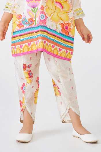 Joey & Pooh Off White Cotton, Chanderi, Voile Freya Embroidered Kurta And Pant Set at Aza Fashions Joey & Pooh_Off White Cotton, Chanderi, Voile Freya Embroidered Kurta And Pant Set _at_Aza_Fashions