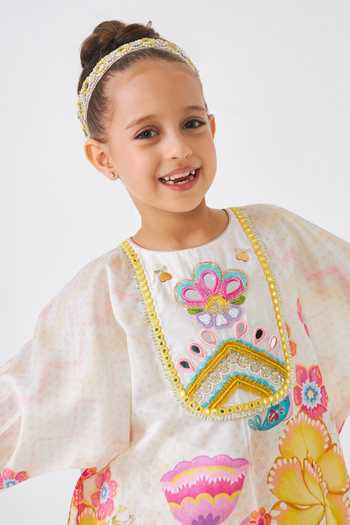 Buy Joey & Pooh Off White Cotton, Chanderi, Voile Freya Embroidered Kurta And Pant Set Buy_Joey & Pooh_Off White Cotton, Chanderi, Voile Freya Embroidered Kurta And Pant Set
