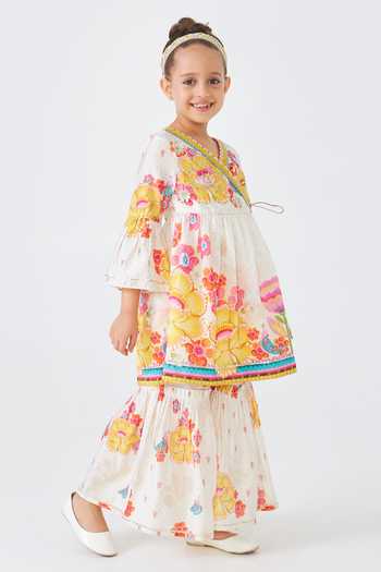 Buy Joey & Pooh Off White Cotton, Chanderi Freya Embroidered Angarkha And Pant Set Online at Aza Fashions Buy_Joey & Pooh_Off White Cotton, Chanderi Freya Embroidered Angarkha And Pant Set _Online_at_Aza_Fashions