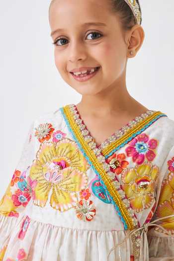 Joey & Pooh Off White Cotton, Chanderi Freya Embroidered Angarkha And Pant Set at Aza Fashions Joey & Pooh_Off White Cotton, Chanderi Freya Embroidered Angarkha And Pant Set _at_Aza_Fashions