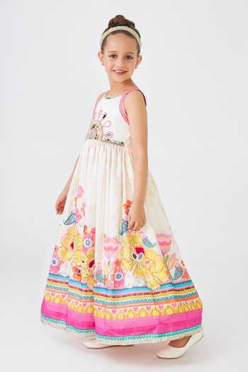 Buy Joey & Pooh Off White Cotton, Chanderi Freya Embroidered Dress Online at Aza Fashions Buy_Joey & Pooh_Off White Cotton, Chanderi Freya Embroidered Dress _Online_at_Aza_Fashions