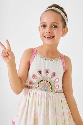 Shop Joey & Pooh Off White Cotton, Chanderi Freya Embroidered Dress Online at Aza Fashions Shop_Joey & Pooh_Off White Cotton, Chanderi Freya Embroidered Dress _Online_at_Aza_Fashions