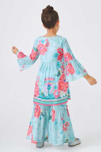 Joey & Pooh Freya Yoke Embroidered Angarkha & Pant Set 