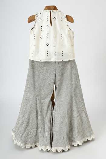 Minime Organics Mirror Embroidered Top & Palazzo Set 