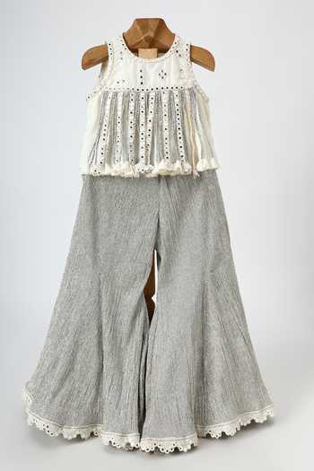 Minime Organics Mirror Embroidered Top & Palazzo Set 