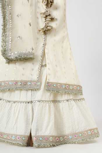 Buy_Minime Organics_Off White Chanderi, Net Embroidered Kurta Sharara Set _Online_at_Aza_Fashions