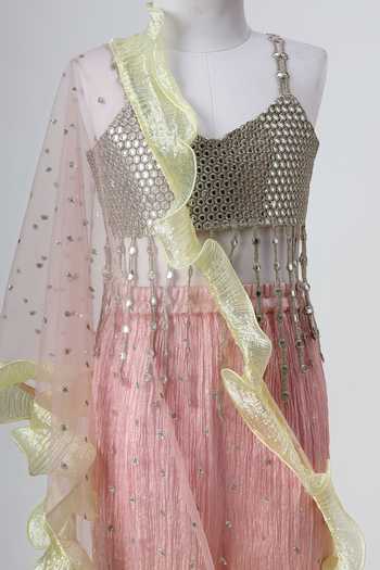 Buy Minime Organics Silver Silk Mirrors Embellished Blouse Palazzo Set Online at Aza Fashions Buy_Minime Organics_Silver Silk Mirrors Embellished Blouse Palazzo Set _Online_at_Aza_Fashions
