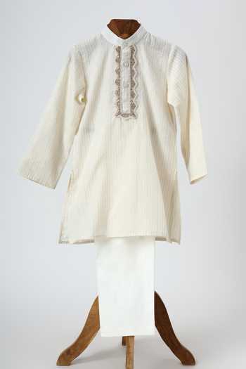 Minime Organics Lace Work Kurta & Pyjama Set 