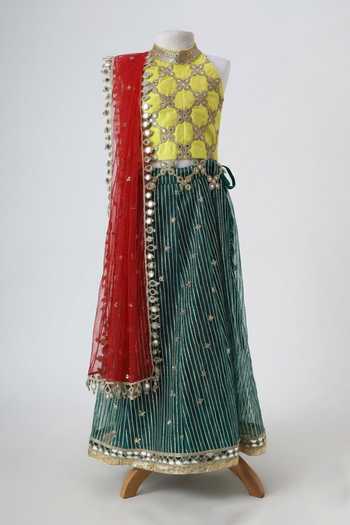 Minime Organics Mirrorwork Lehenga Set 