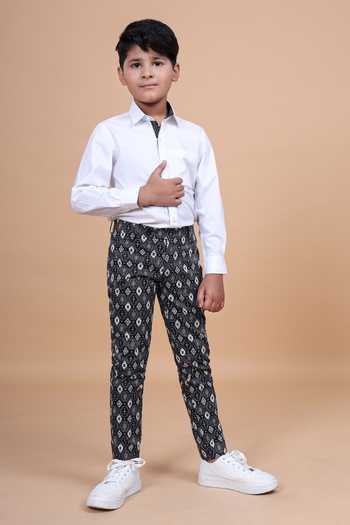 Raghavendra Rathore Blue Printed Trimming Cotton Shirt 