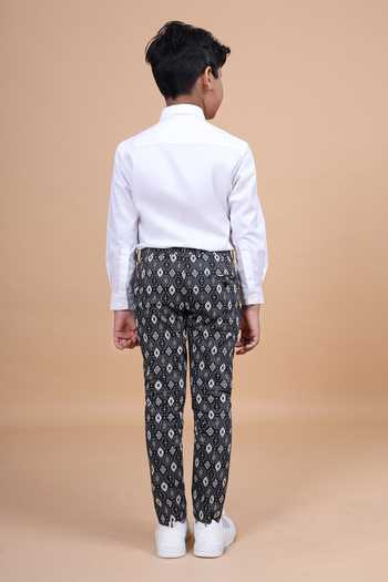 Raghavendra Rathore Blue Printed Trimming Cotton Shirt 
